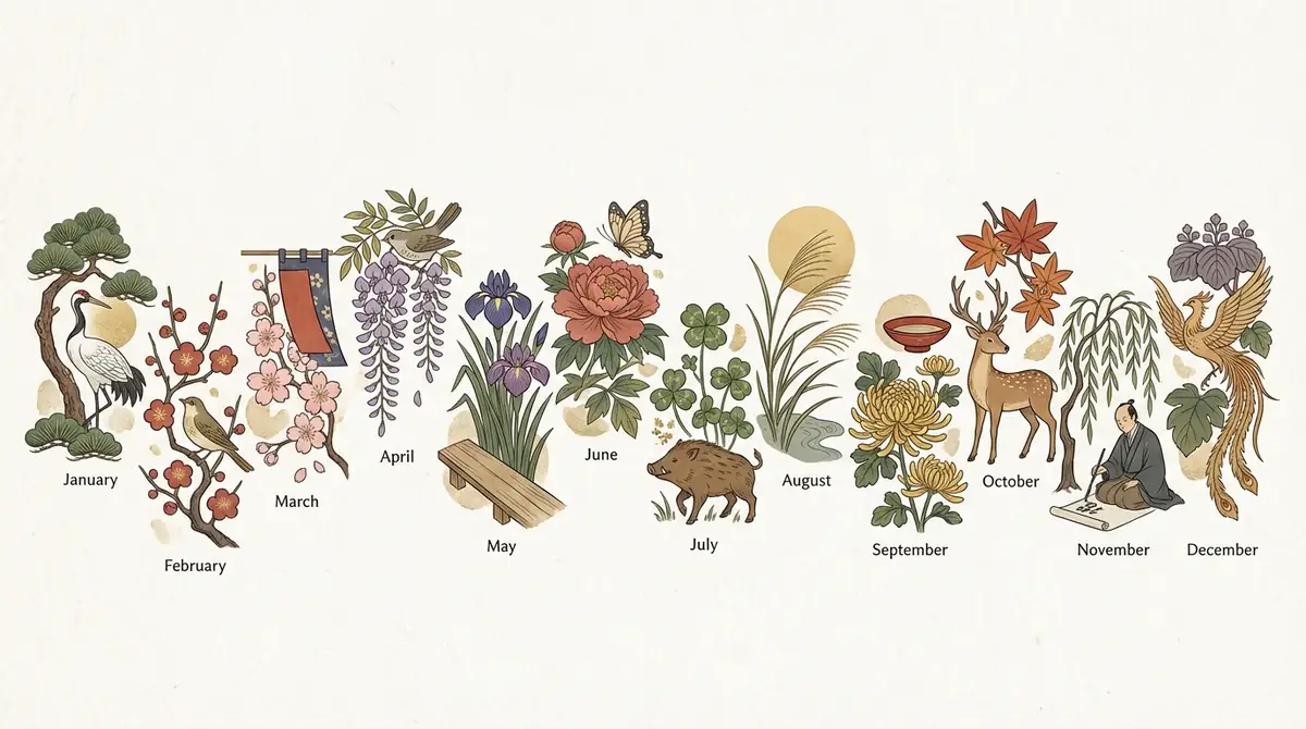 【早見表】花札に描かれた花の名前一覧｜12ヶ月の植物を一目でチェック