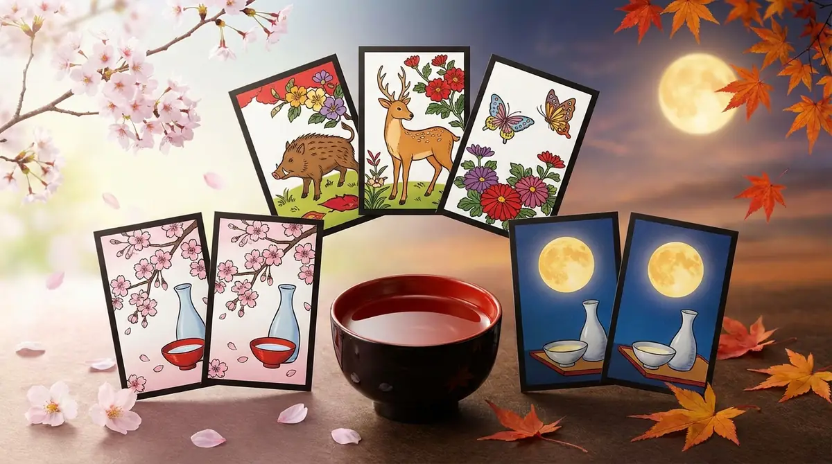 花札で季節を感じる役｜花見酒・月見酒・猪鹿蝶