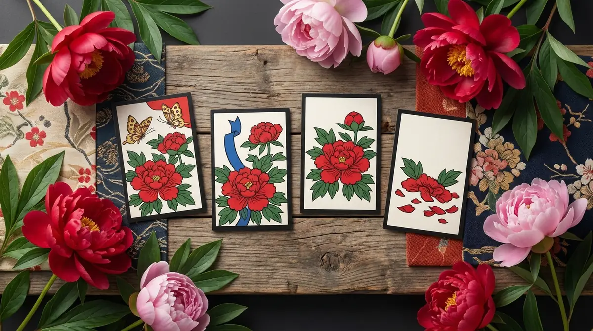 【結論】花札6月の花は「牡丹（ぼたん）」｜全4枚の札と点数