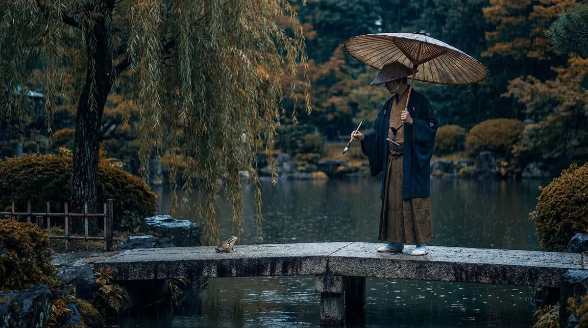 花札11月の絵柄を解説｜小野道風・蛙・雨の由来